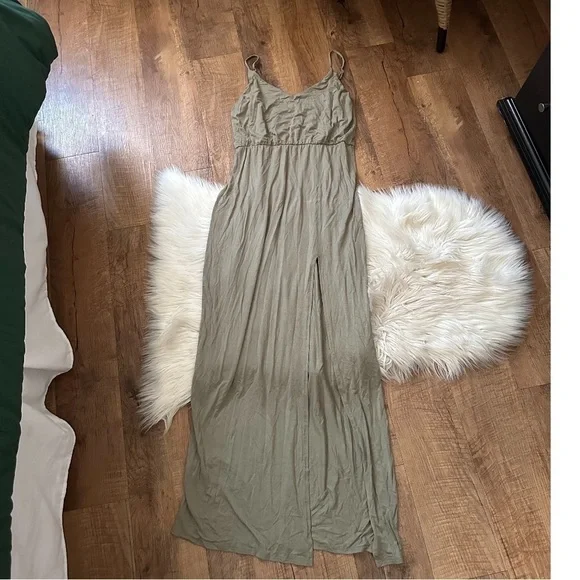 LULU’S Watch The Sunset Washed Olive Green Maxi Dress - Picture 2 of 4